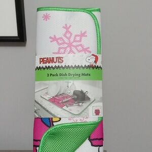 Peanuts Christmas Dish Drying Mats Set Of 2 New